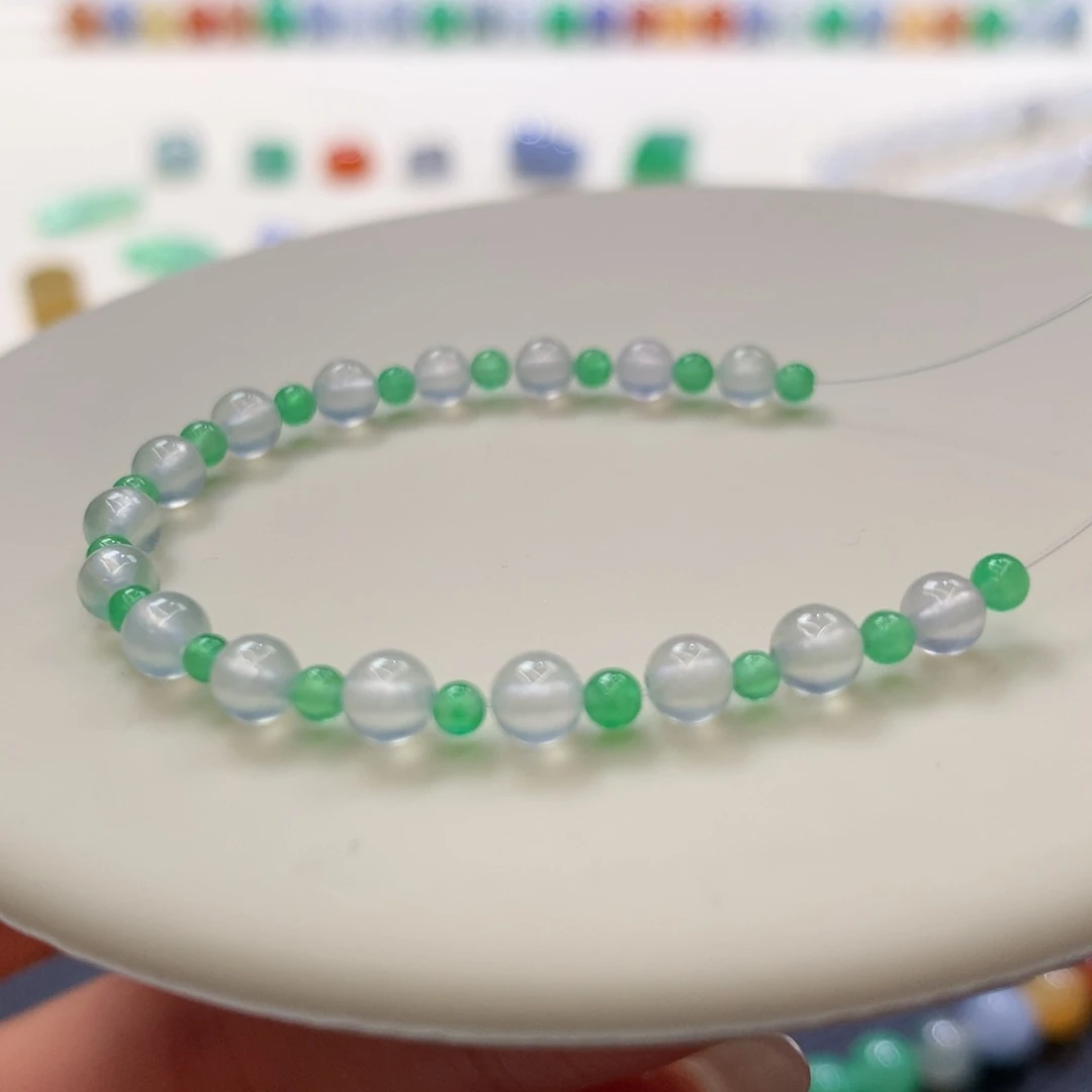 定制翡翠未镶嵌 毛货抛光定制 高冰甜色小葱花 2.7*-4*