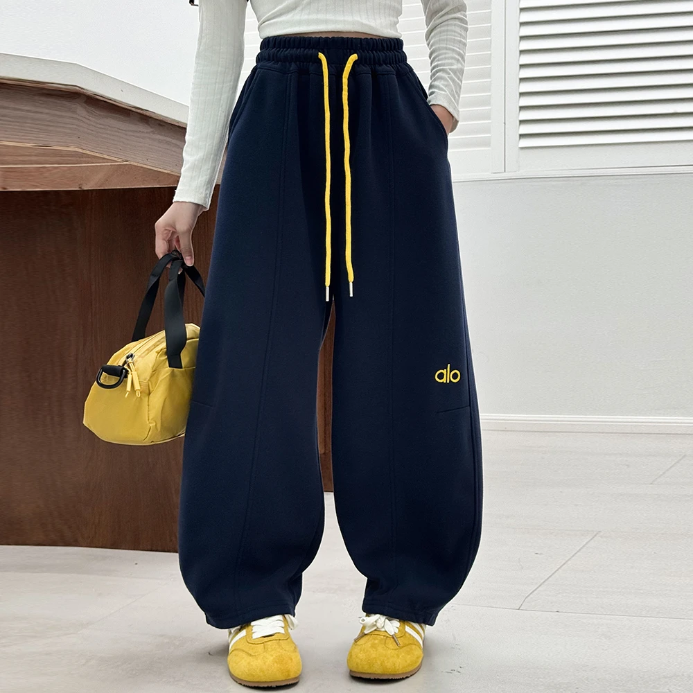 儿童裤子春秋款2025新女童童弯刀裤华棉宽松洋气炸街大童休闲卫裤