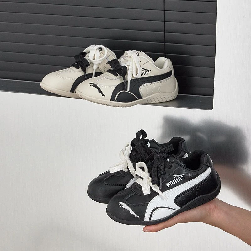 现货！儿童真皮德训鞋2025秋季新款男女童阿甘鞋百搭韩系运动鞋潮