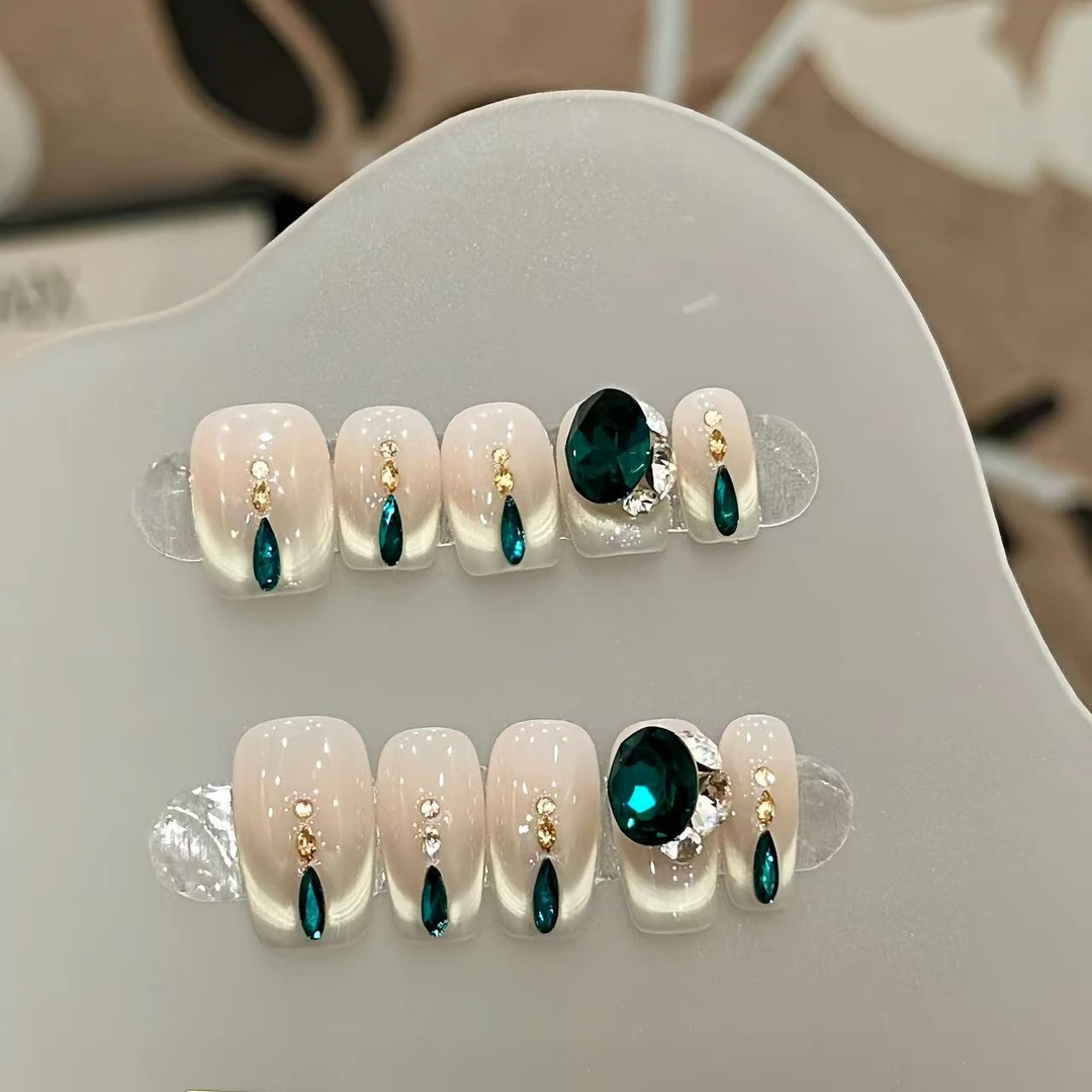 翡翠夜曲-Naier奈儿轻奢高定美甲10片装