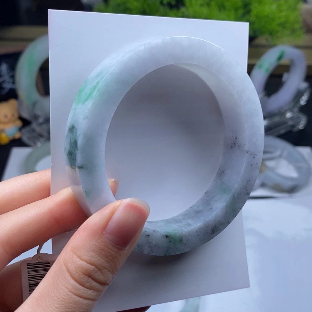 未镶嵌手镯定制翡翠绿花种水乌鸡正圈