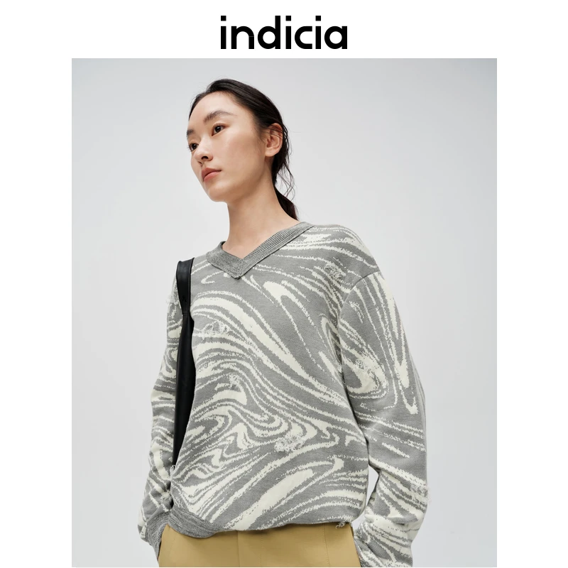 indicia标记商场同款24年春新款纯棉毛衫上衣6A401MS035F