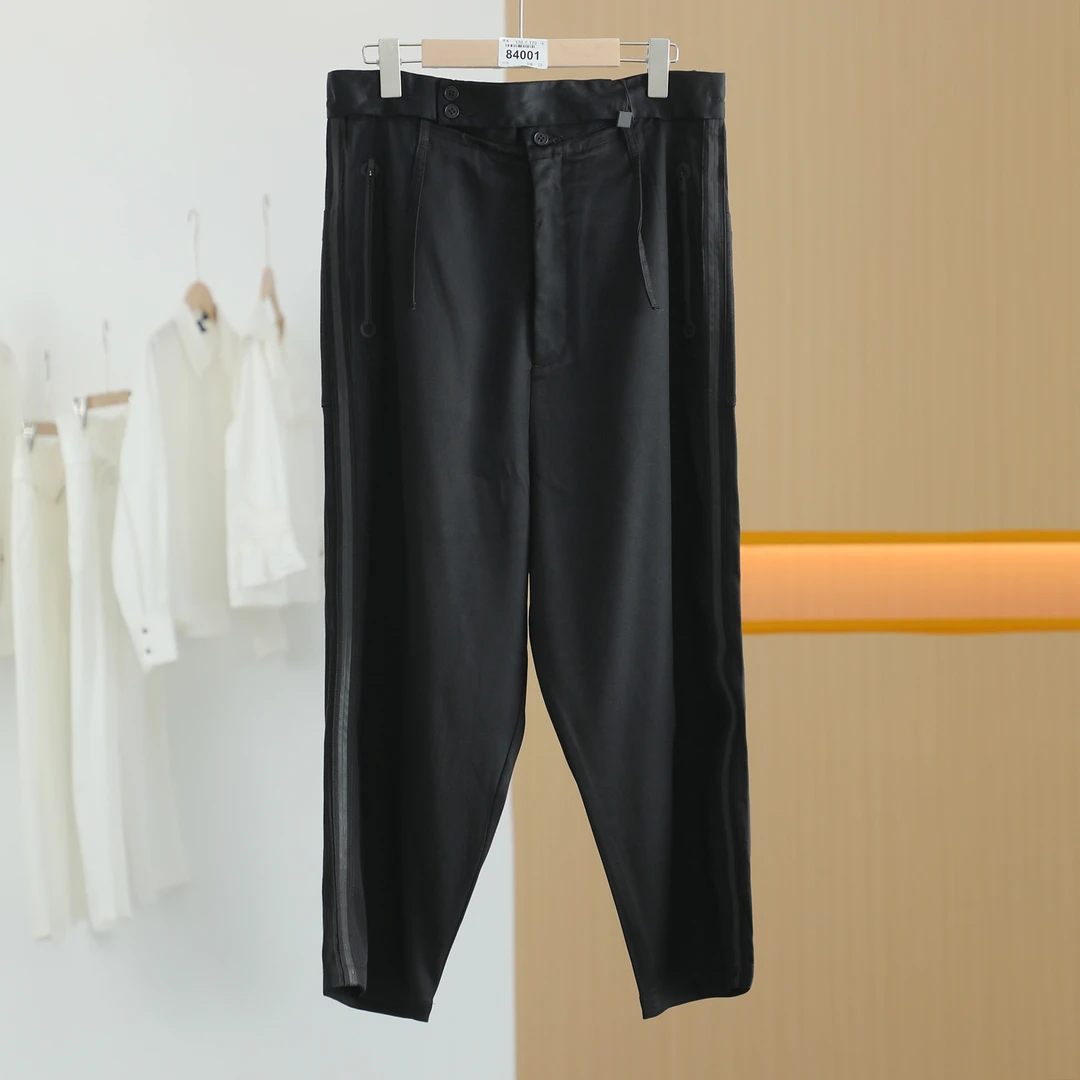 【半价q仓-唐长老自营】货号84001男装新款黑色休闲九分裤J