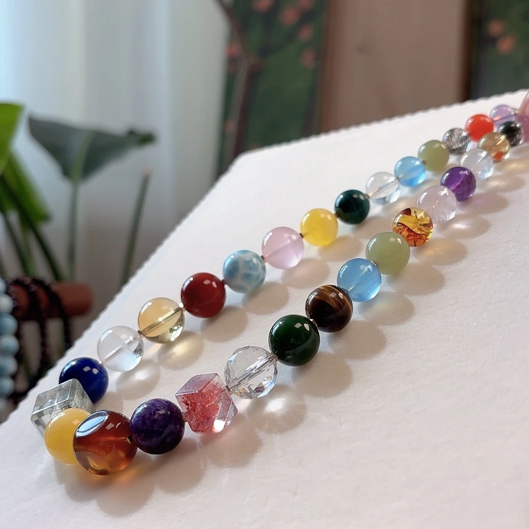 ⁎***˗银S925镶嵌颈饰水晶多宝项链