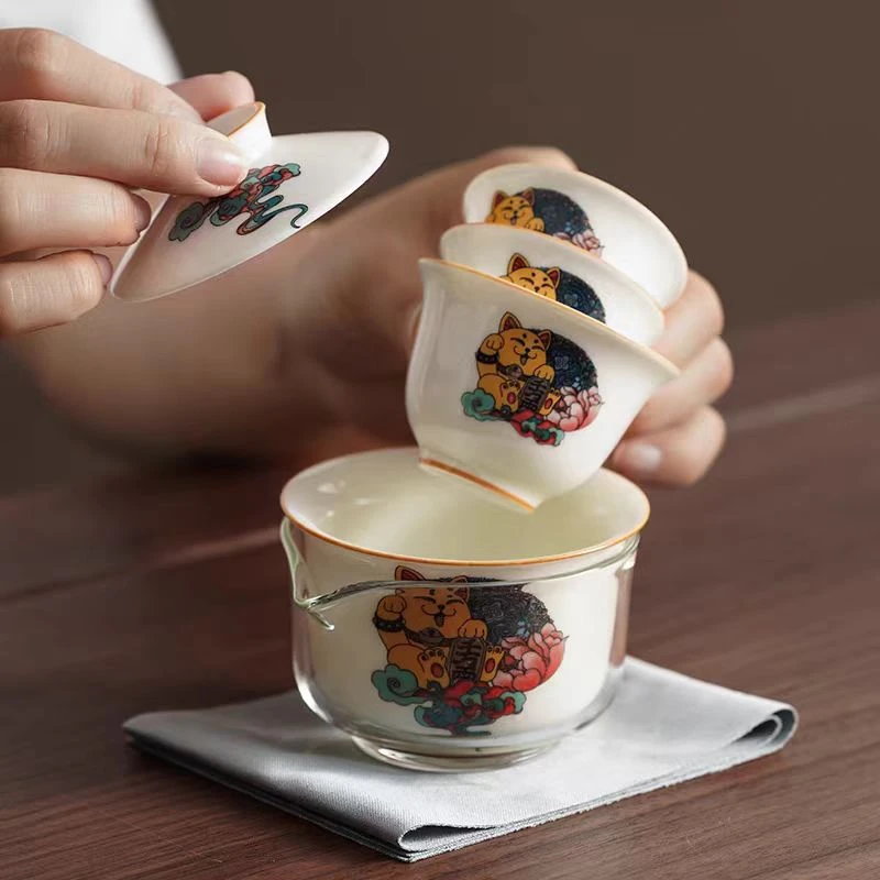 招财猫快客杯旅行茶具 07WQ02