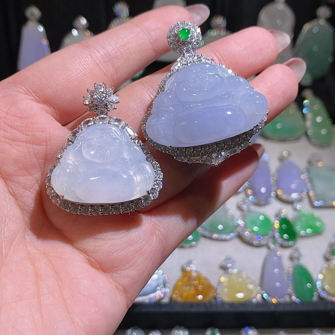 翡翠银S925镶嵌颈饰小*星天然翡翠
