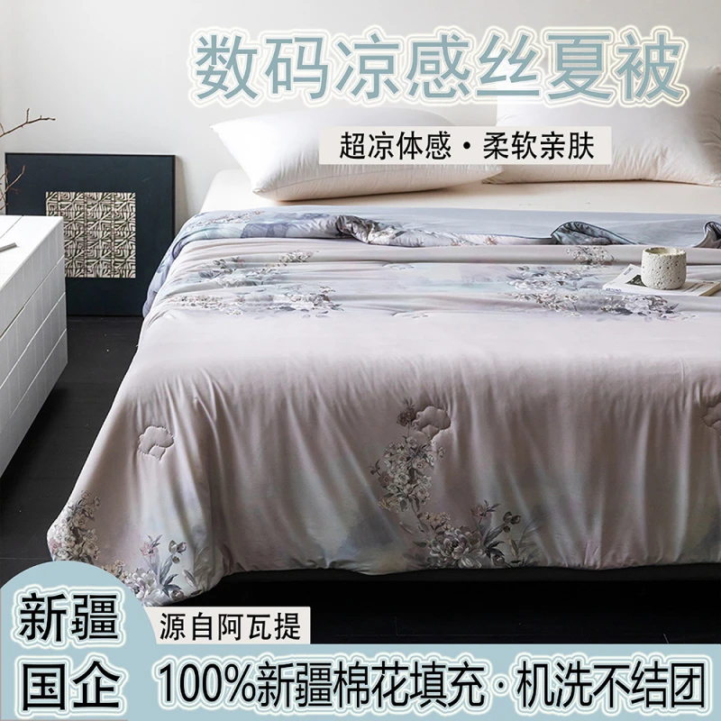 [新疆棉花小冰被]A类夏凉被 凉感冰丝空调被 可水洗新疆棉花夏被