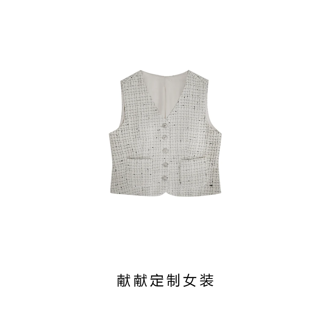 自带时髦滤镜！法式小香风马甲  23-361