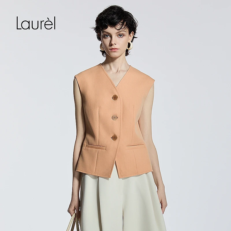 Laurel劳芮25夏新款通勤职场修身背心马甲女LWD365B01500