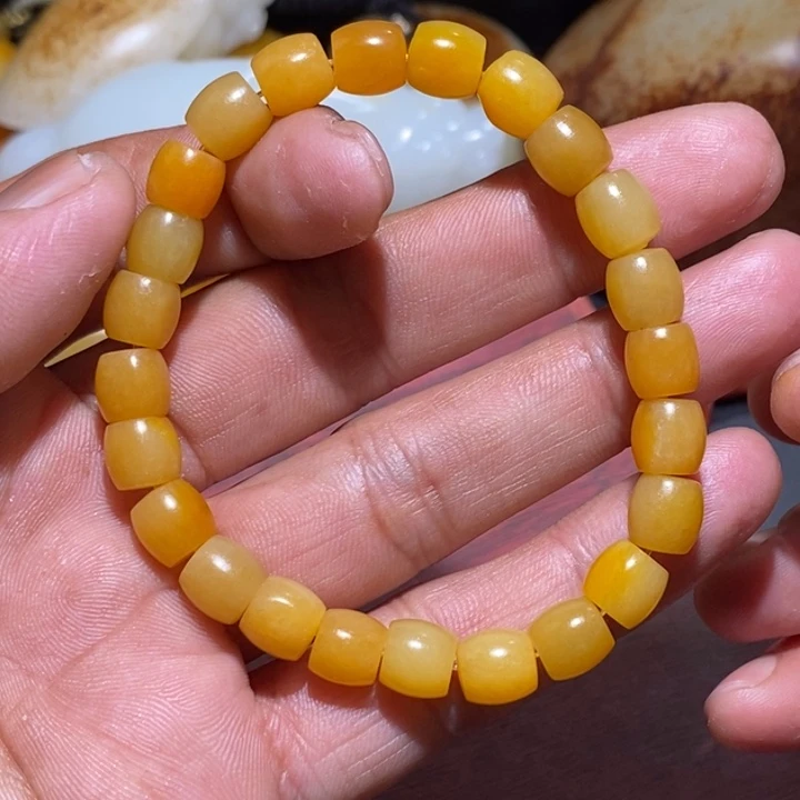 和田玉卡8直切手串未镶嵌