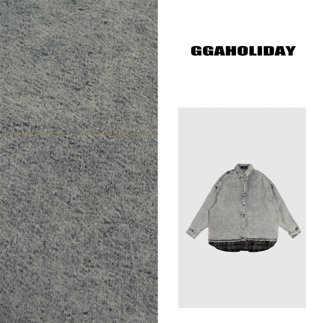 时尚新款百搭高级复古宽松休闲定制“莱赛尔”水洗牛仔衬衫152041