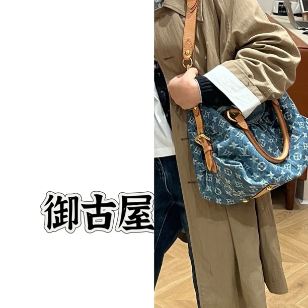 95新 LouisVuitton/路易威登 御古屋/86562/牛仔手提斜挎包