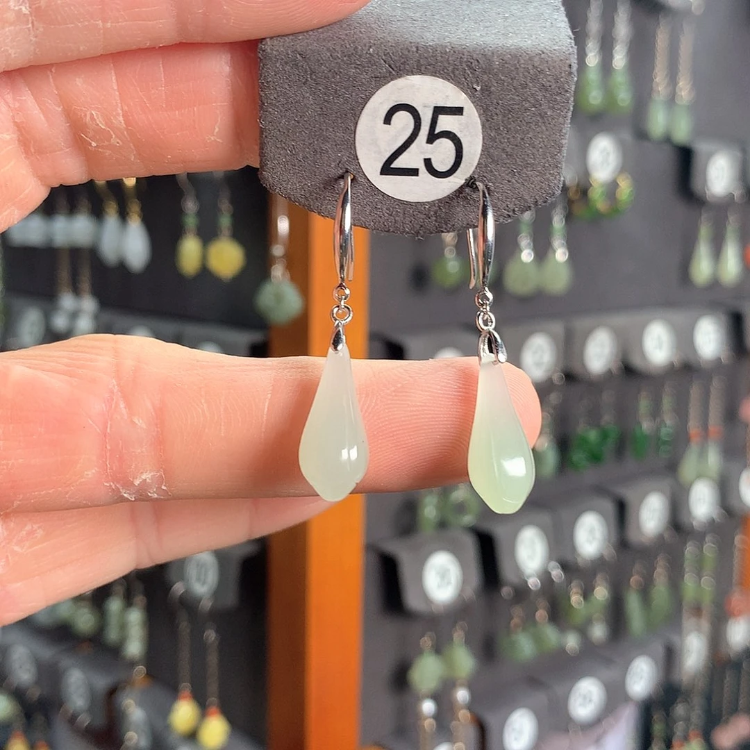 和田玉未镶嵌耳饰25