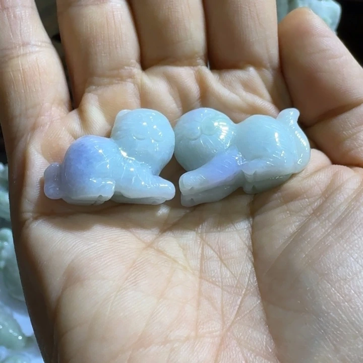翡翠未镶嵌把件招财猫