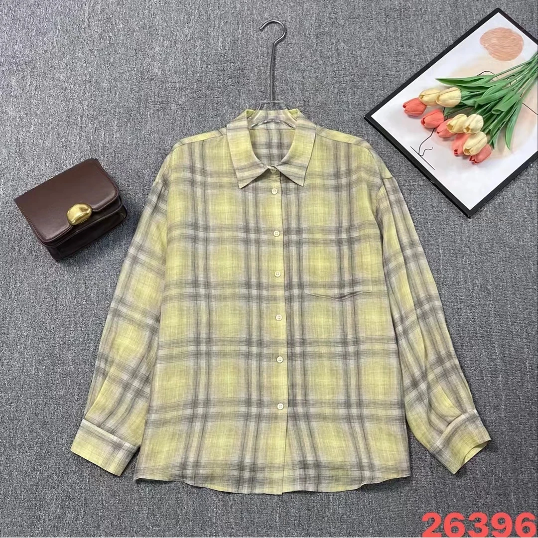 Mozch 苎麻超超轻盈透气防晒晕染双色彩格高端衬衫【长】26396