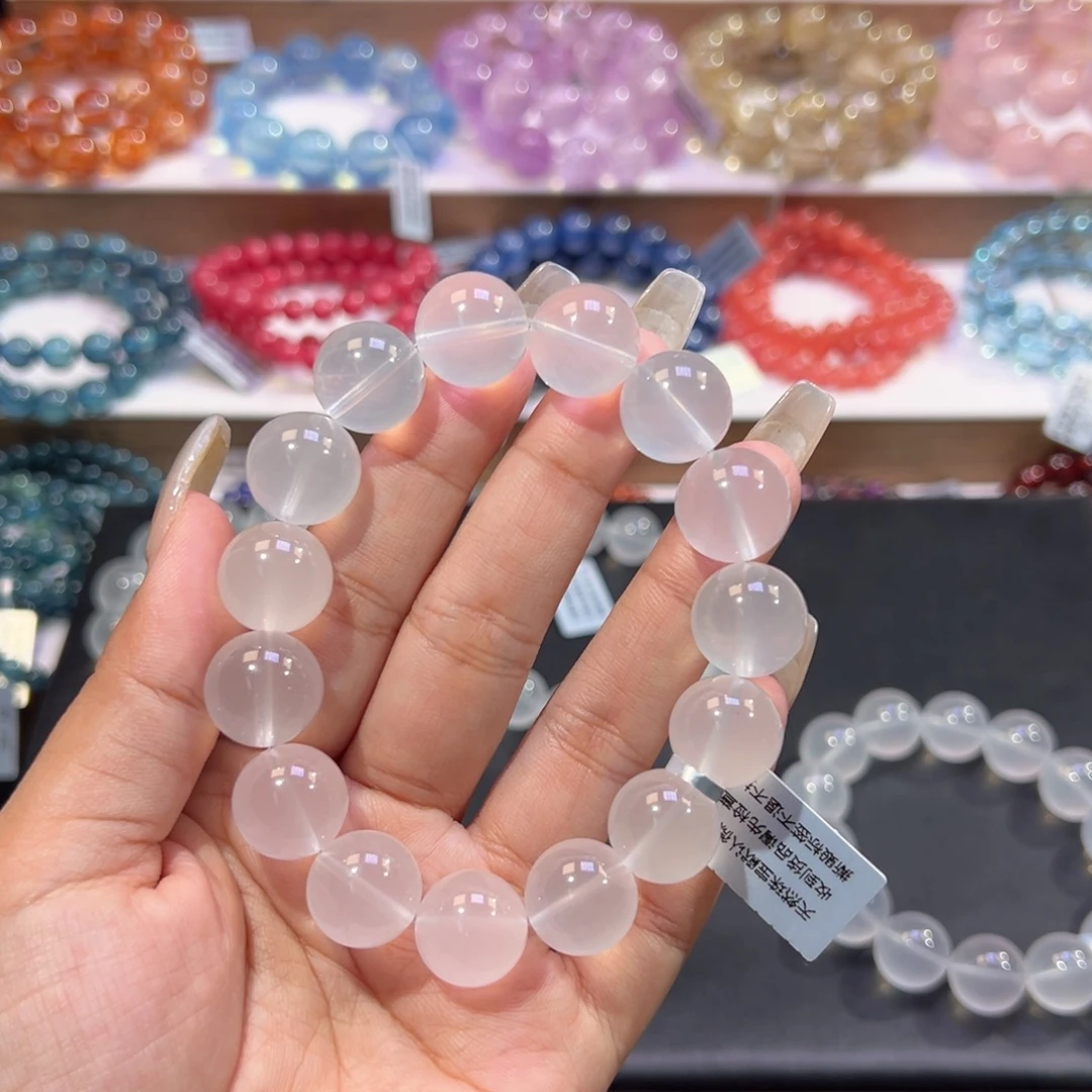 春***序水晶未镶嵌手串天花板福利奶白晶14.8mm