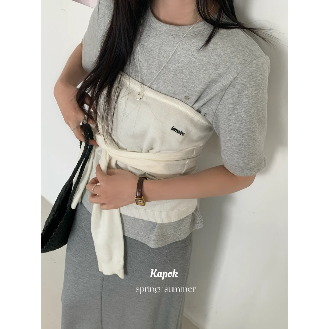 33635#KAPOK#miu系精致设计款绑带刺绣抹胸上衣（福利）