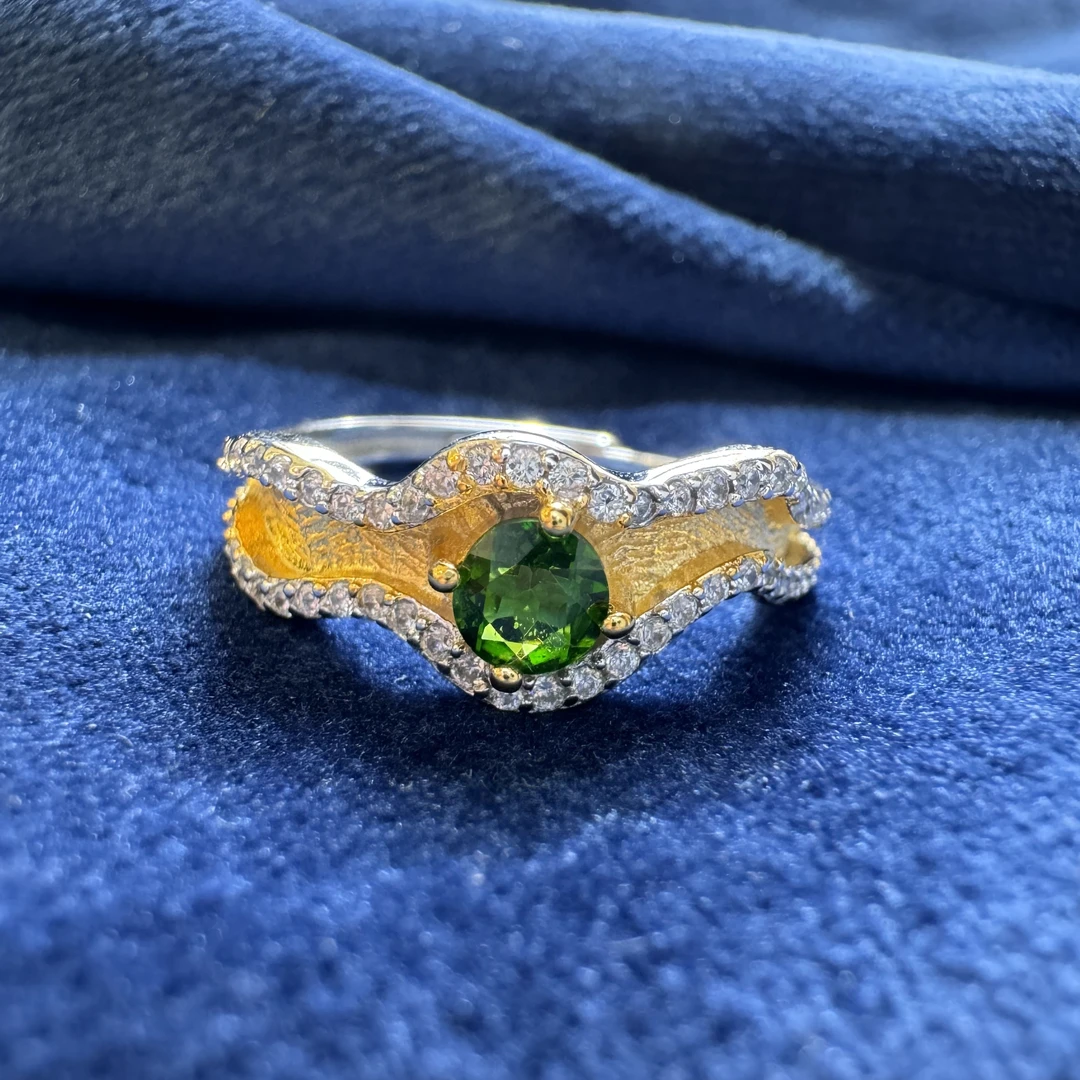 S925银透辉石戒指开口-THS019