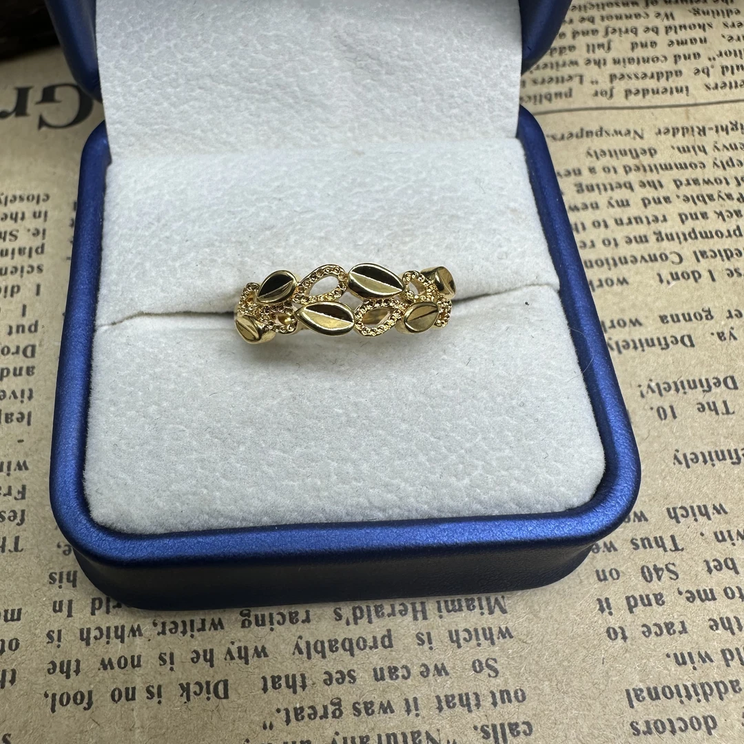 【丁老头甄选】金色镂空麦穗戒指 4033