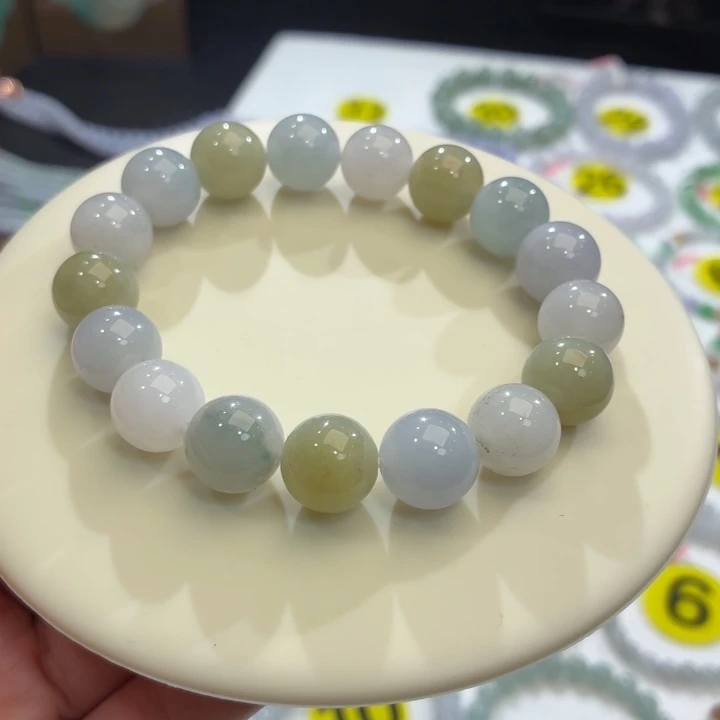 翡翠未镶嵌手链冰胶马卡龙卡12.3