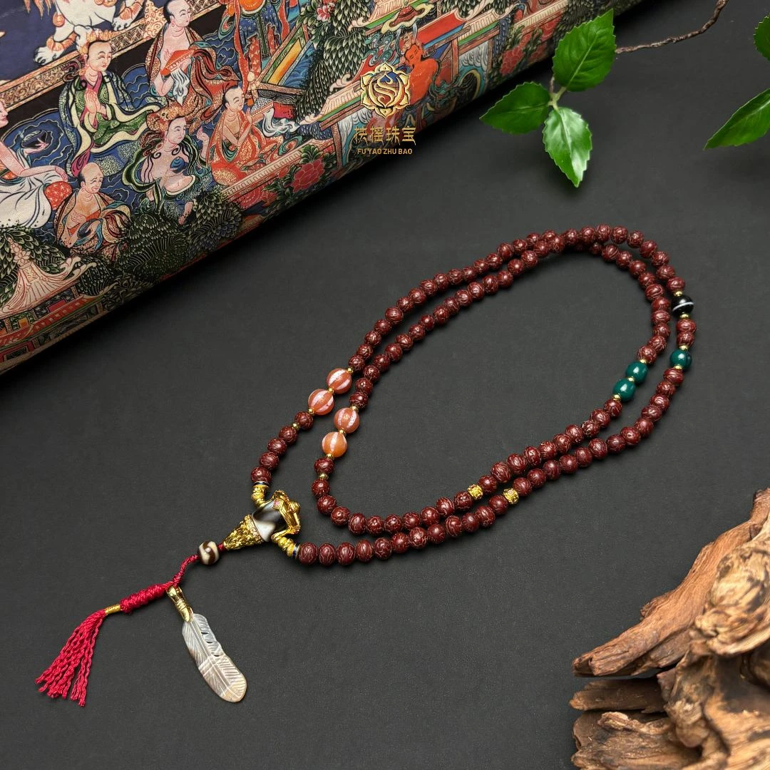 非金属珐琅吊坠 扶摇臻选|菩提凤Y牙牙108多圈项链4372