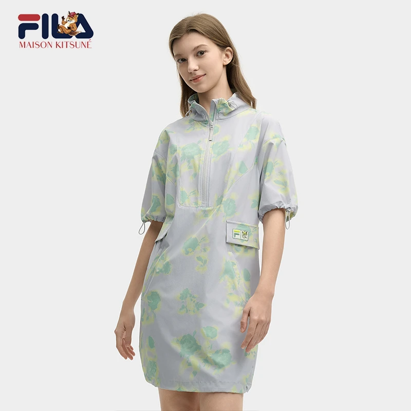 FILAX MAISON KITSUNÉ斐乐女款小狐狸联名夏新连衣裙F11W529313F