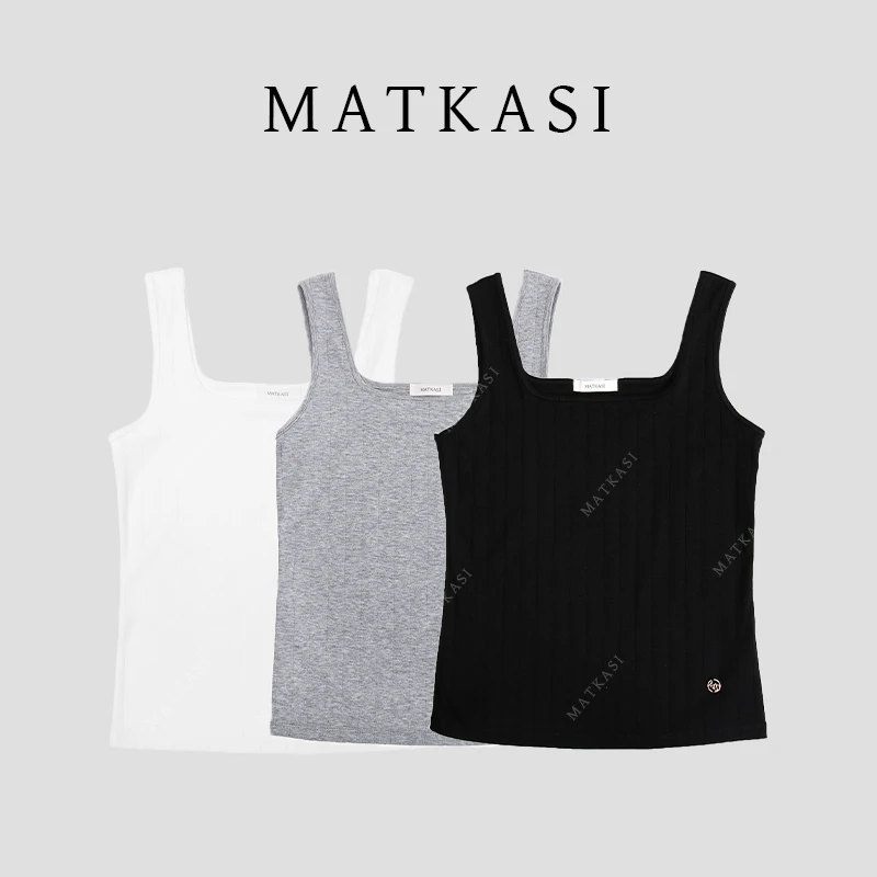 MATKASI 宽肩带竖纹纯色不出错穿搭内搭背心
