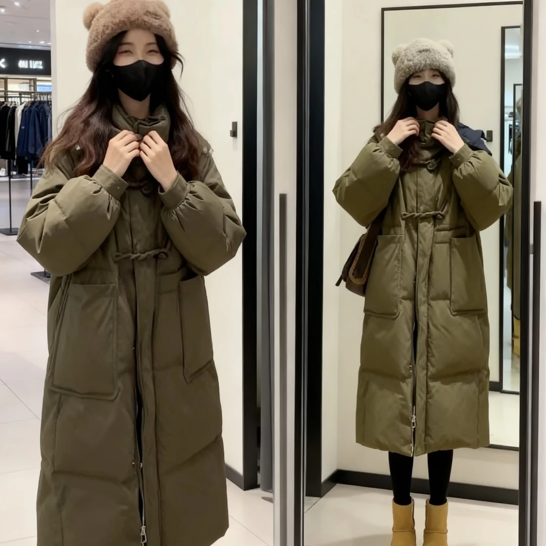 加大码孕妇棉袄冬装长款羽绒棉服加厚保暖棉衣时尚显瘦连帽外套女