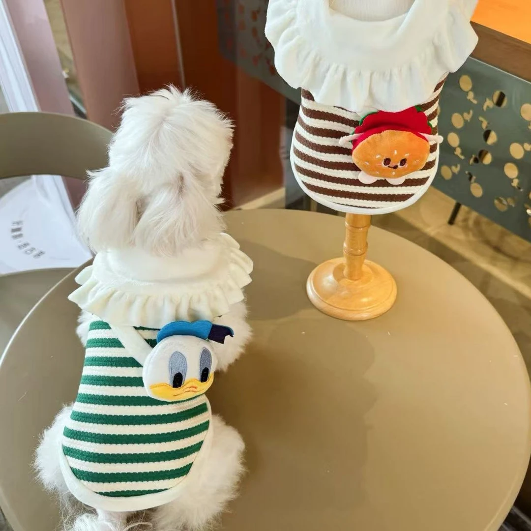 可爱宠物猫咪狗狗衣服春秋冬天超小型幼犬泰迪比熊背心保暖可牵引