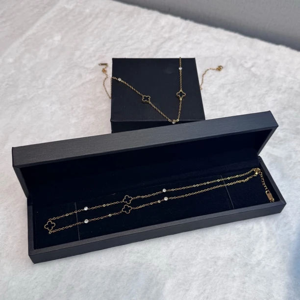 钛钢项链 热销真贝五花四叶草带钻项链饰品锁骨链钛钢不掉色高级