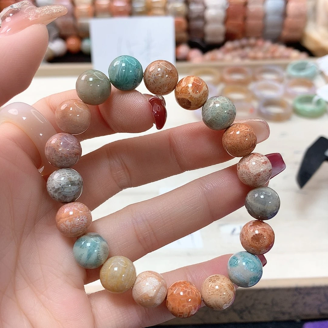 硅化珊瑚（珊瑚玉）手链未镶嵌喵*姐647