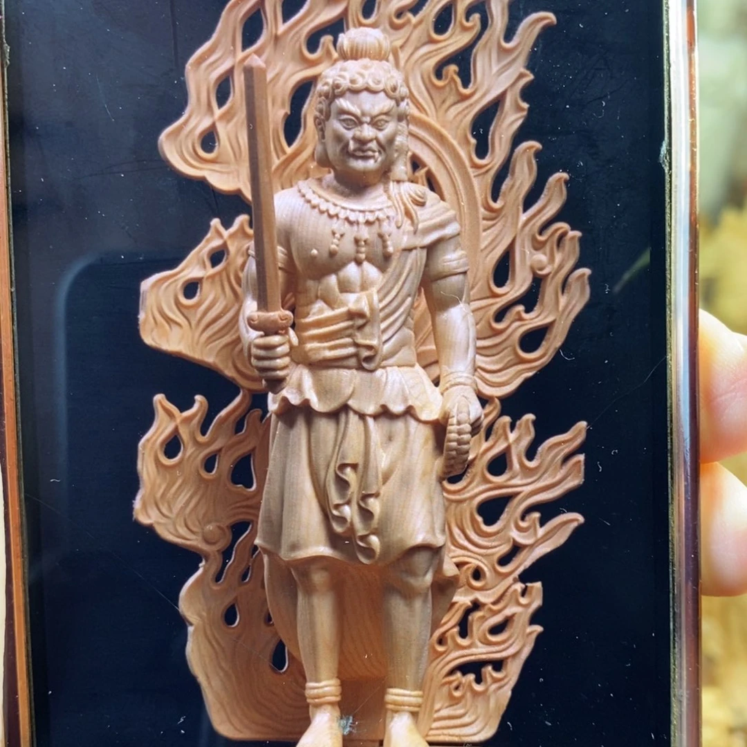 木桧木精雕28高不动明王