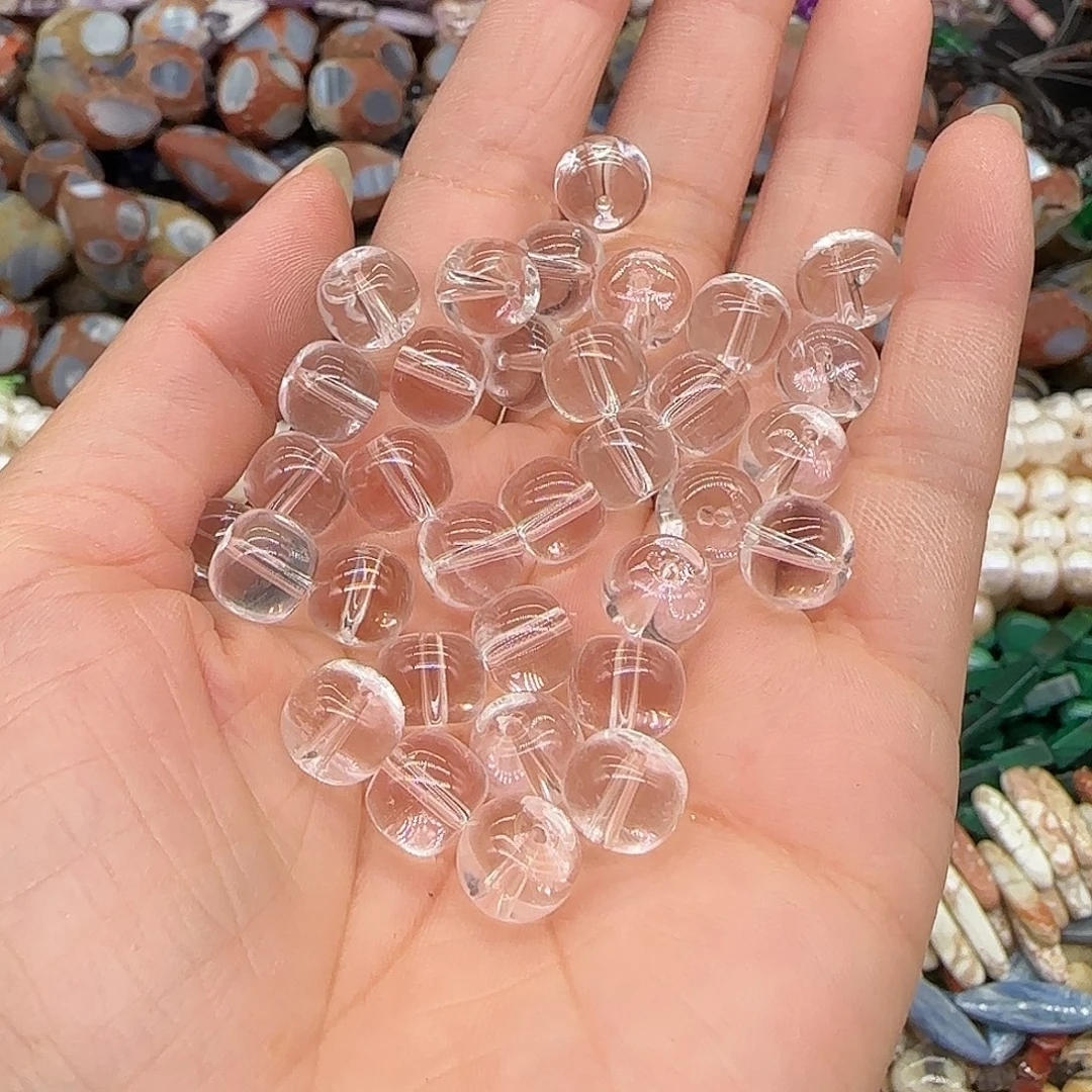 合金玛瑙/玉髓珠宝半成品白水晶9mm4颗