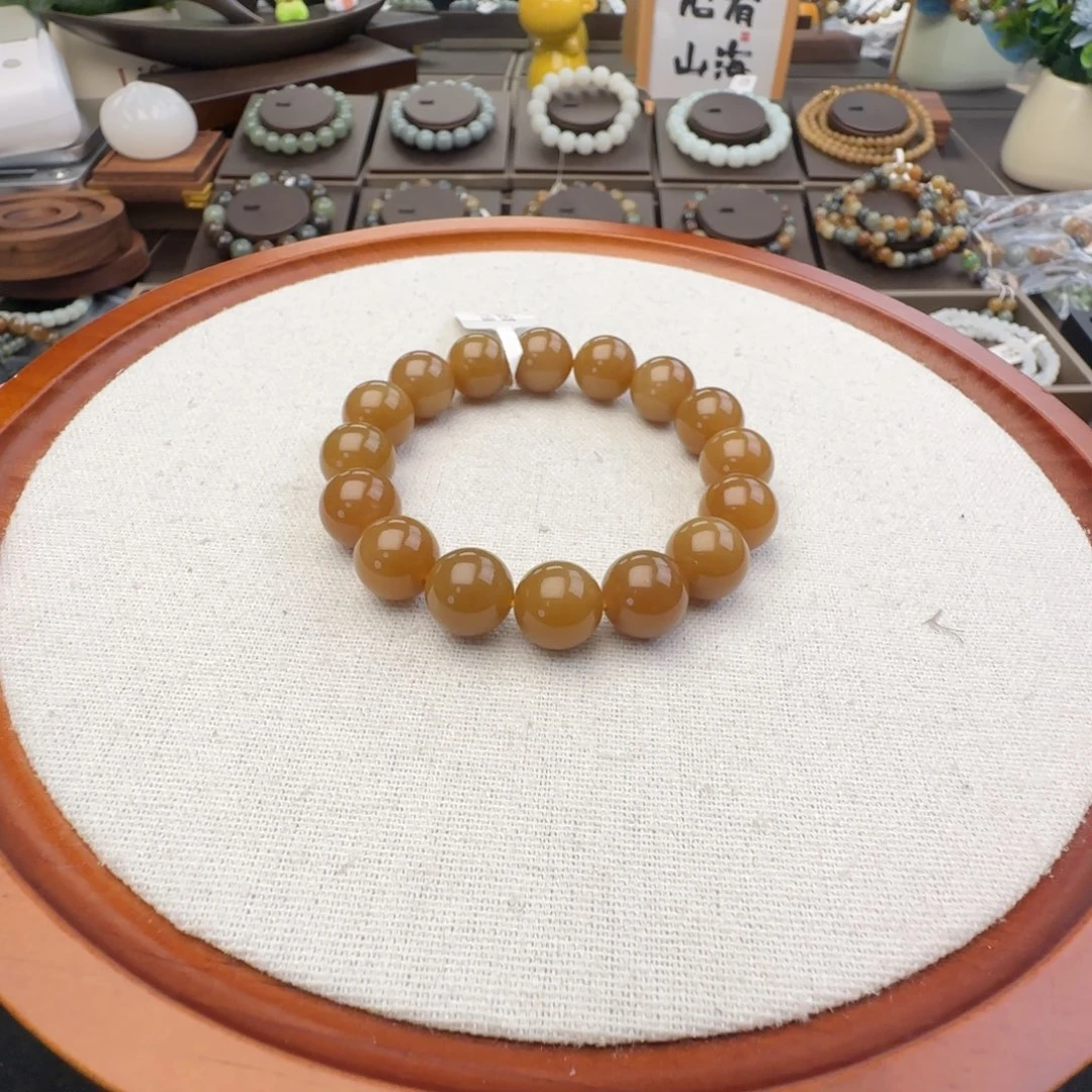 和田玉未镶嵌手链卡12且末金山橘糖货头过眼过灯，3-1