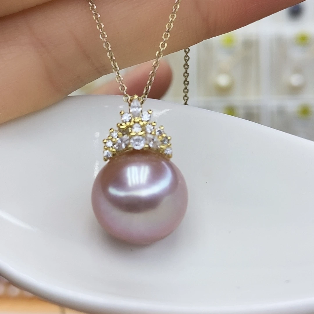 淡水珍珠吊坠(赠链)18K金镶嵌