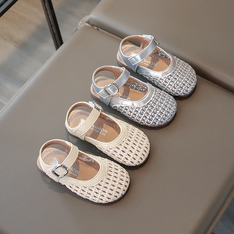 23-34韩系女童包头凉鞋夏季宝宝新款编织镂空鞋软底公主凉鞋198