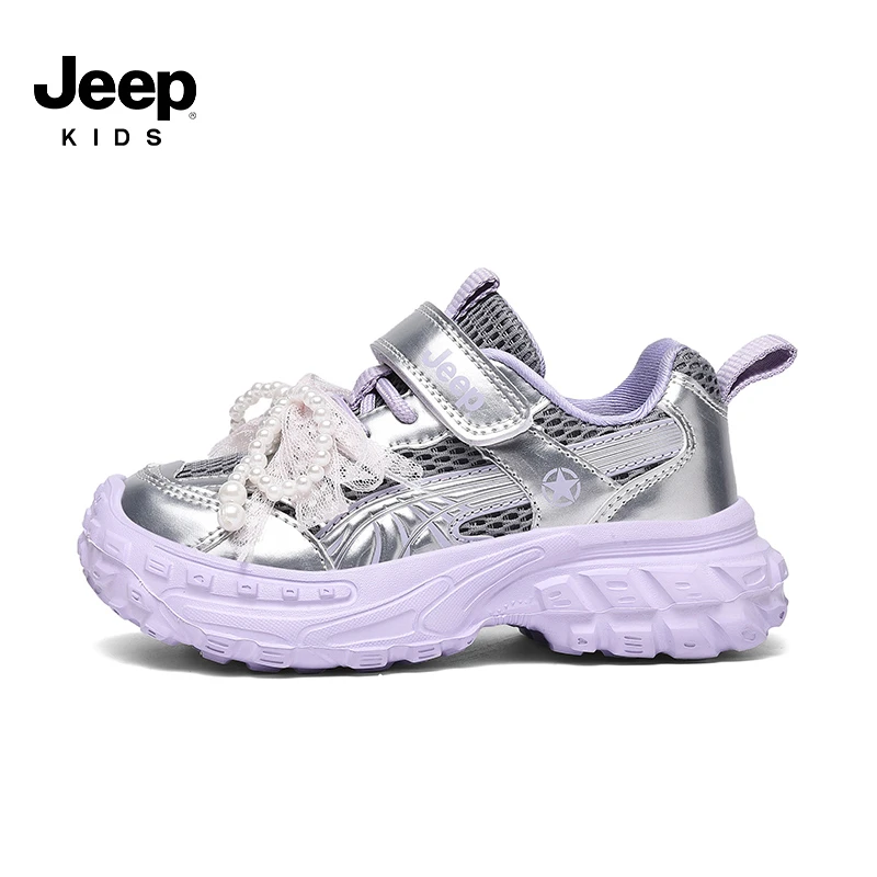 jeep童鞋2025秋季新款耐磨防滑时尚百搭休闲鞋女童蝴蝶结厚底鞋