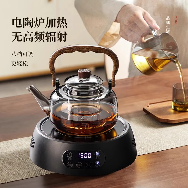 加厚新款提梁壶煮茶器玻璃茶壶茶杯套装家用高硼硅玻璃茶具电陶炉