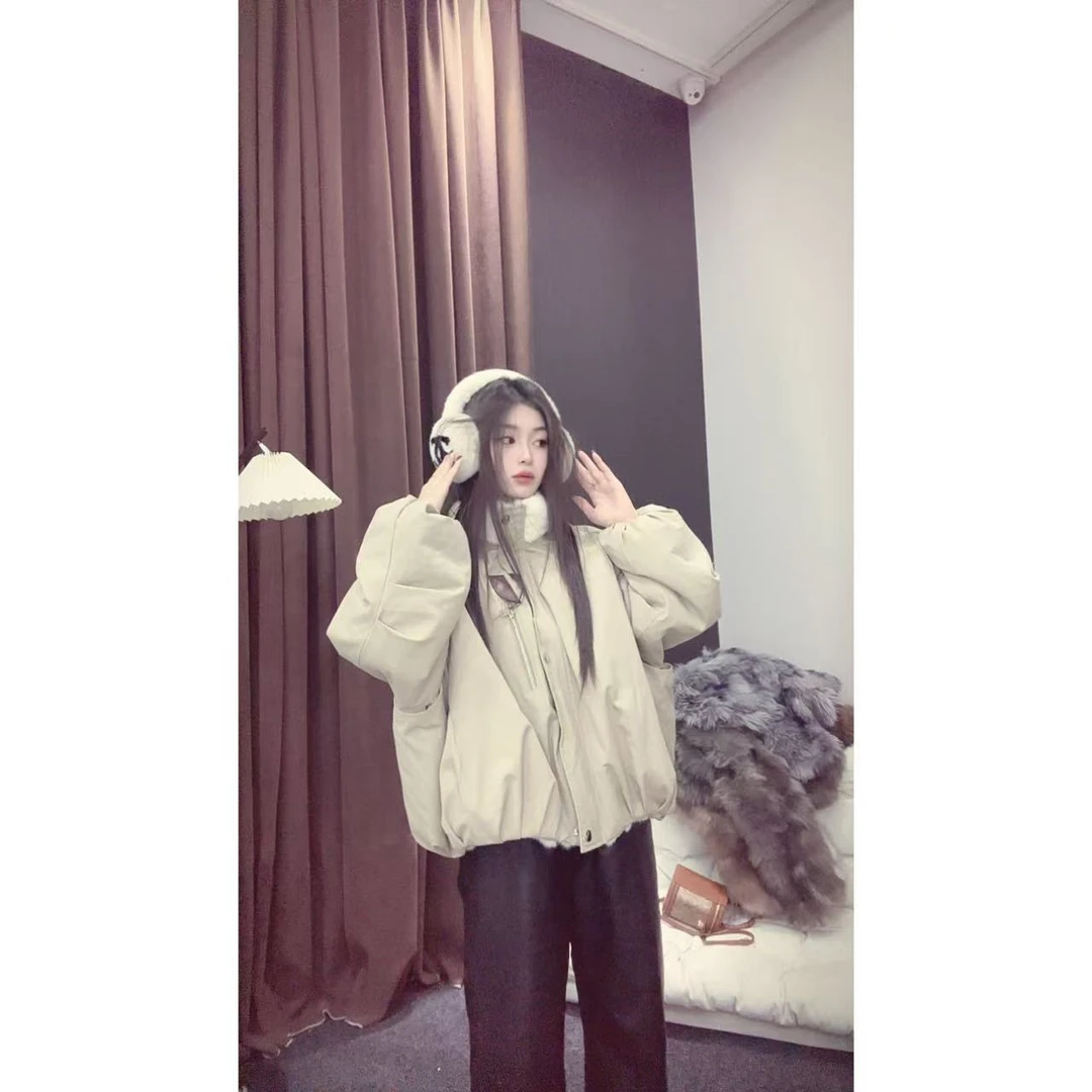 甜点日记 2025秋冬貂领加厚双面穿百搭立领款袖子可拆卸毛毛外套