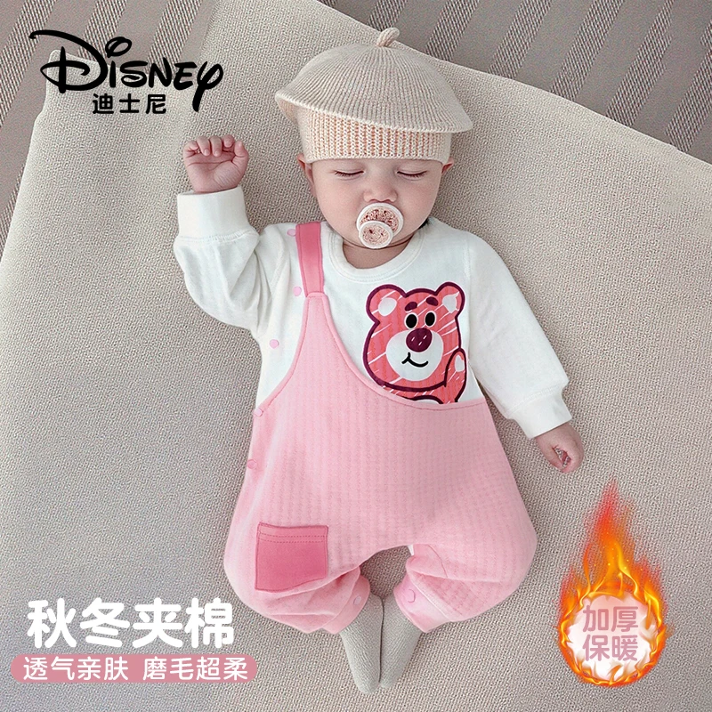 Disney/迪士尼百日宝宝纯棉保暖爬服婴儿夹棉哈衣宝宝外穿2件装