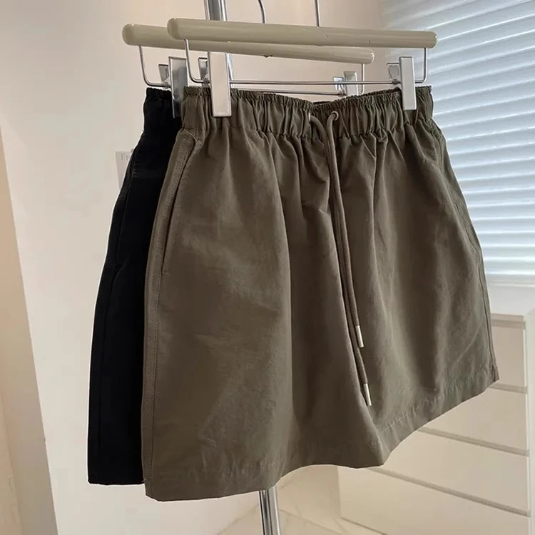 夏季休闲宽松女款高腰短裤松紧腰外穿五分休闲裤