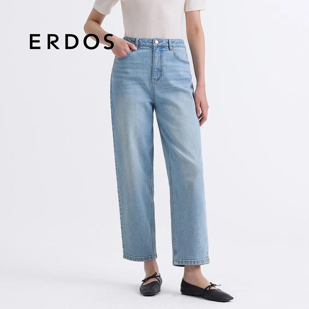 ERDOS 春夏休闲显瘦直筒九分牛仔裤【回到1990】25年早春新品