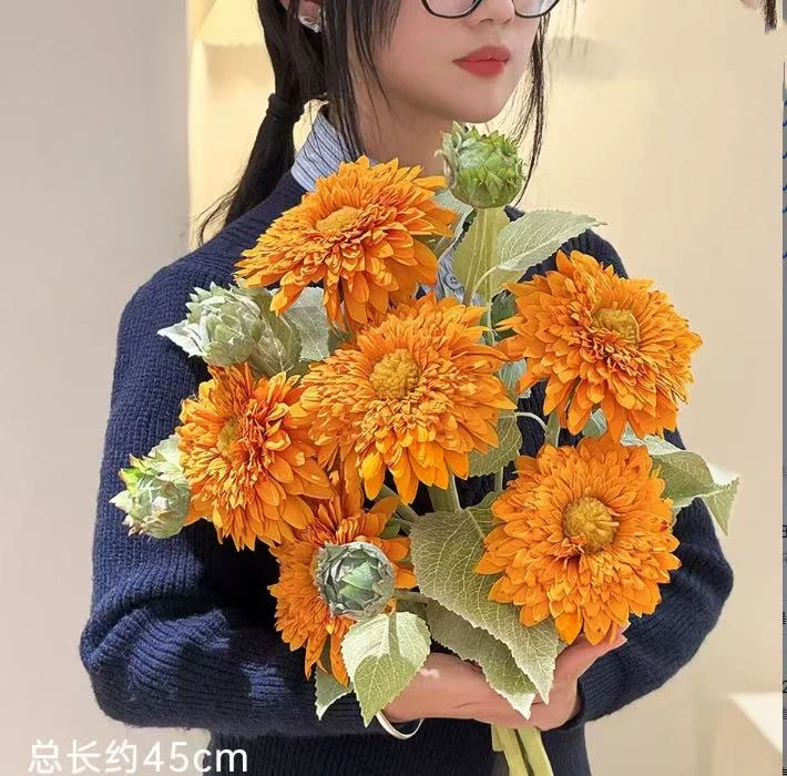 向日葵仿真花泰迪向日葵节日送礼家居装饰台面