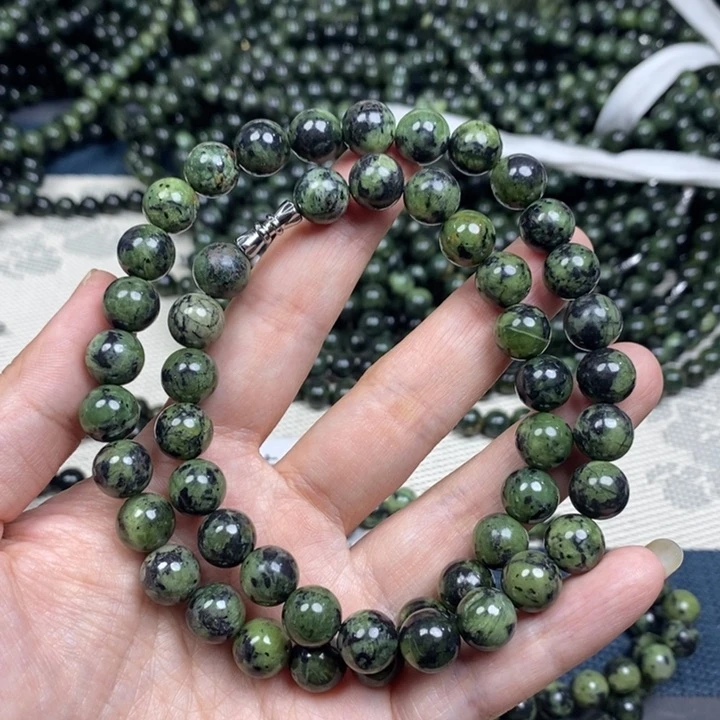 蛇纹石玉未镶嵌颈饰10mm药王石项链