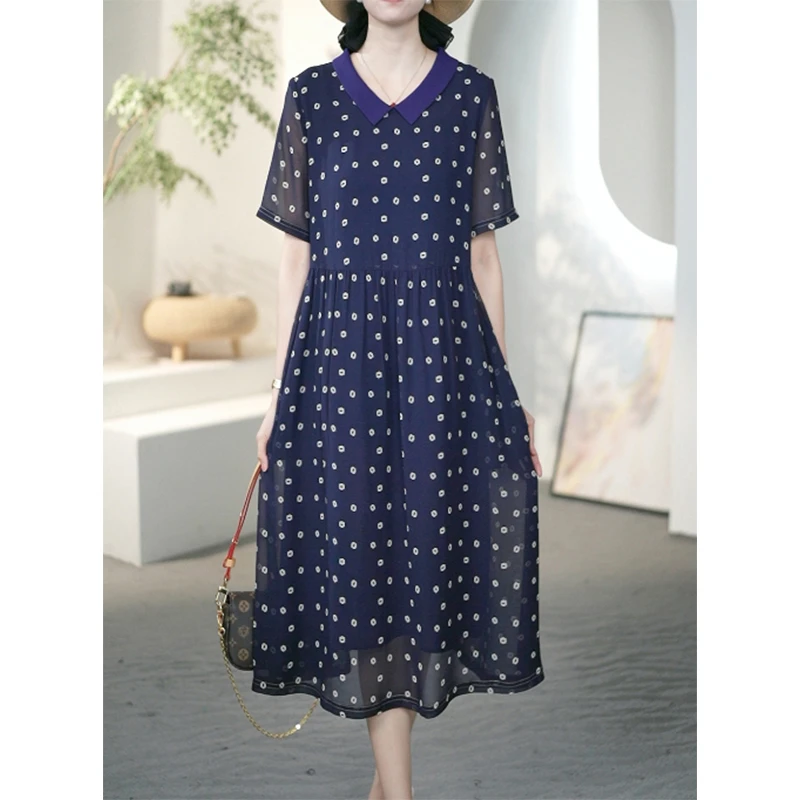 法式娃娃领大码连衣裙女夏季时尚宽松显瘦高贵气质减龄裙子A31931