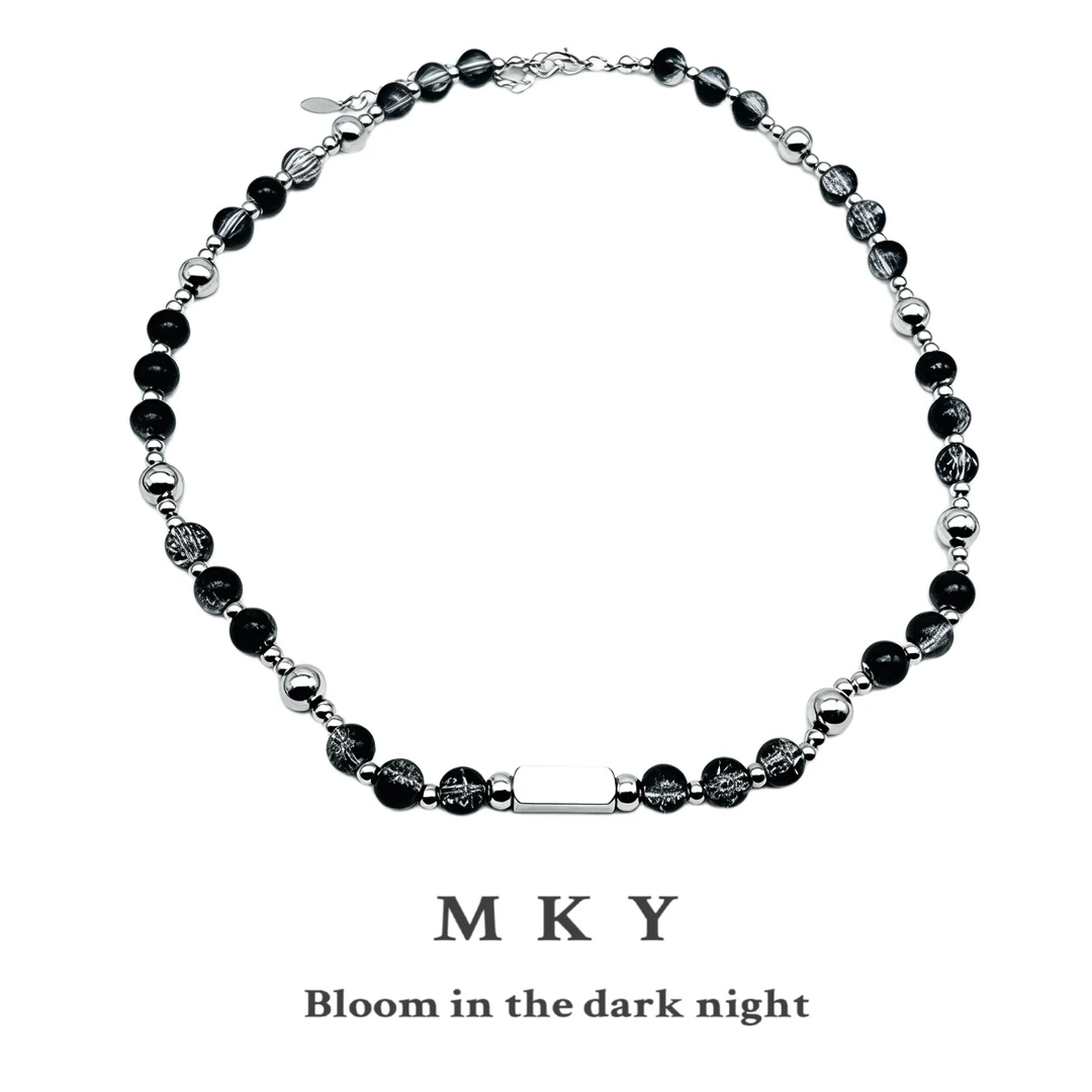 钛钢仿珍珠项链 MKY/高级感哥特风时尚个性男女项链原创锁骨链