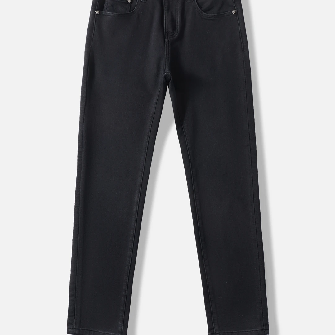 若晴商贸 2025秋季新款中腰黑灰色男牛仔裤高端洗水修身小直筒裤