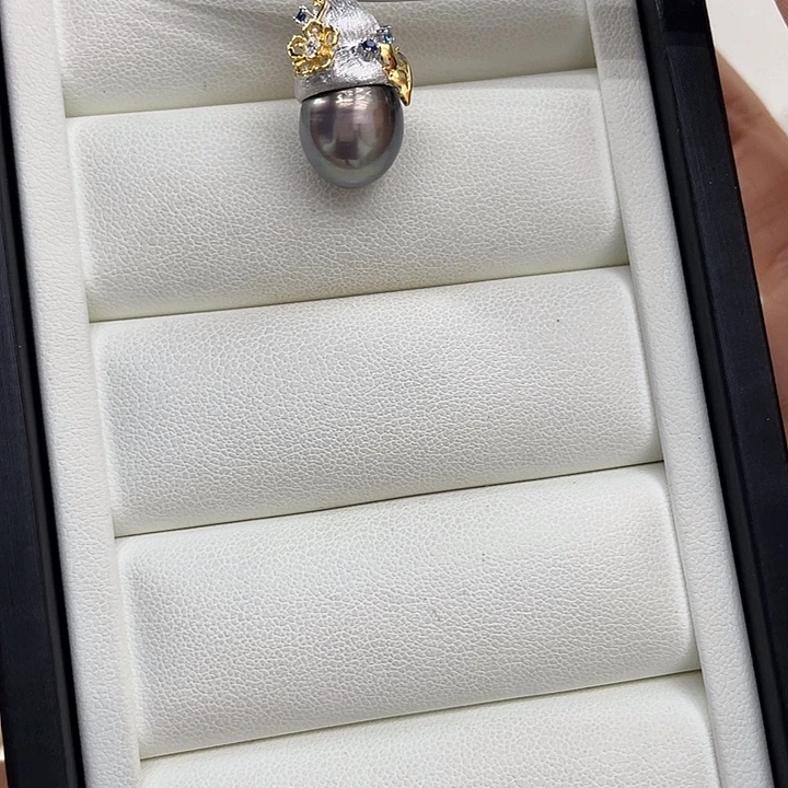 银S925镶嵌海水珍珠吊坠(不含链)