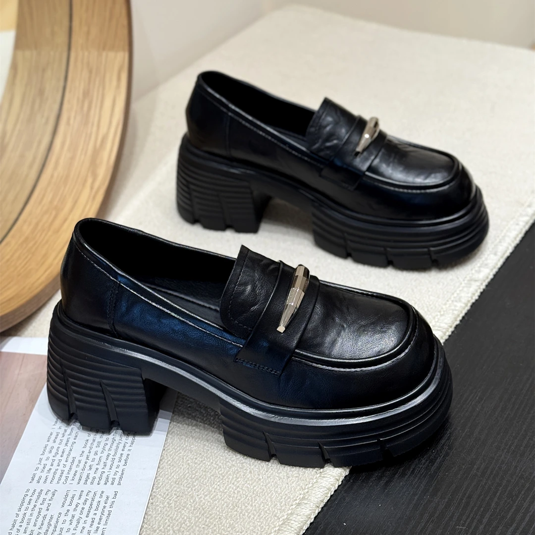 英伦jk松糕时髦乐福鞋女2025新款秋季日系增高复古小皮鞋厚底单鞋