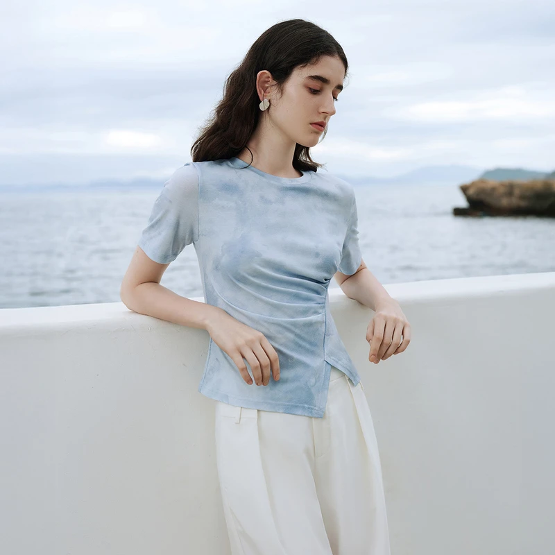 【马琦尧专属】亦谷不对称t恤女2025新多巴胺设计感上衣G5SAT296